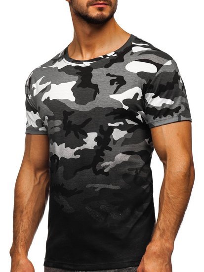 Herr Camo T-shirt med tryck Grå Bolf S808