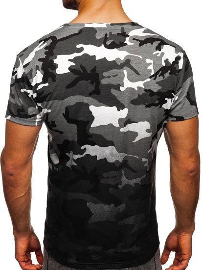 Herr Camo T-shirt med tryck Grå Bolf S808