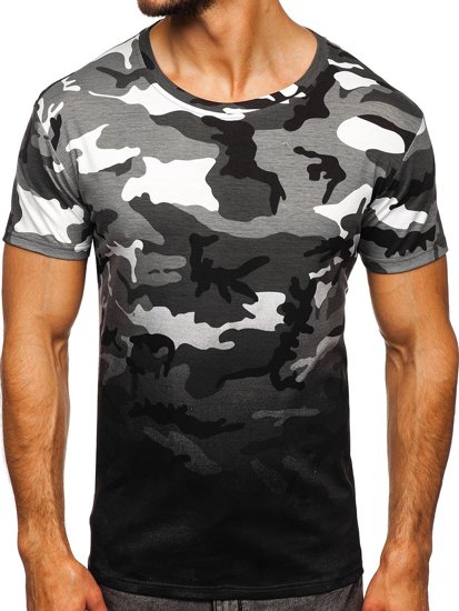 Herr Camo T-shirt med tryck Grå Bolf S808