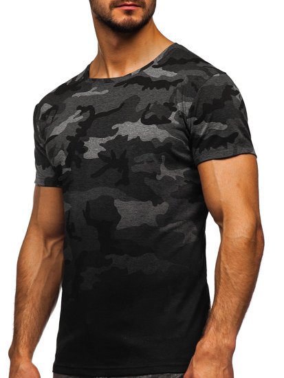 Herr Camo T-shirt med tryck Grafitgrå Bolf S808