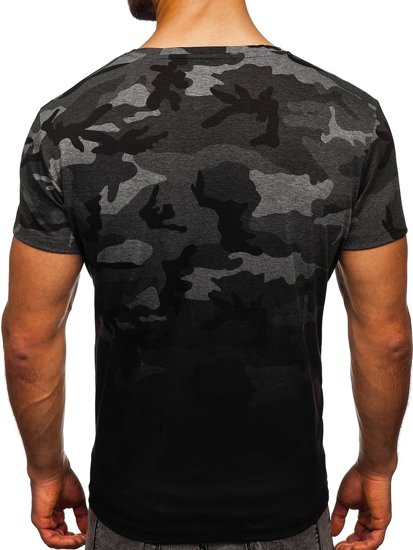 Herr Camo T-shirt med tryck Grafitgrå Bolf S808