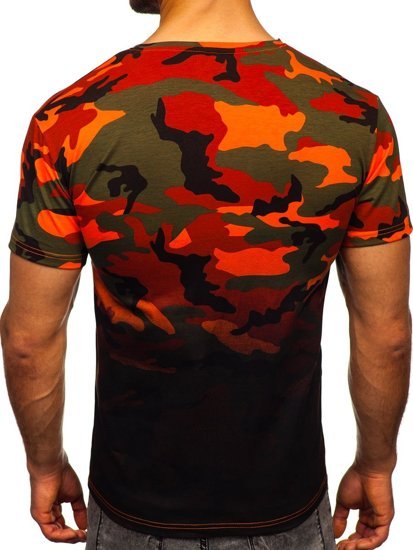 Herr Camo T-shirt med tryck Grön-Orange Bolf S808