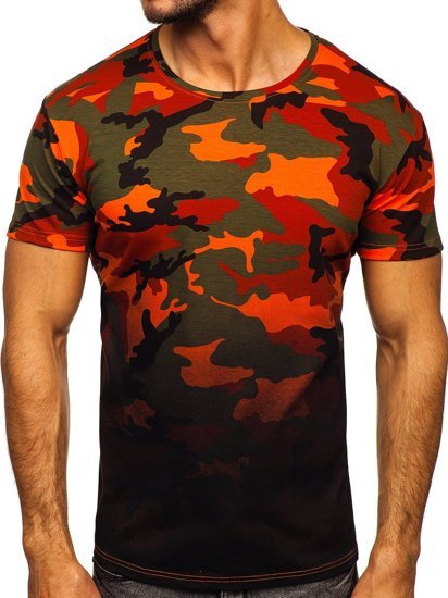 Herr Camo T-shirt med tryck Grön-Orange Bolf S808