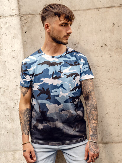 Herr Camo T-shirt med tryck Himmelsblå Bolf S808A1