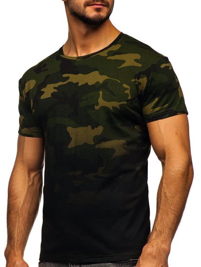 Herr Camo T-shirt med tryck Kaki Bolf S808