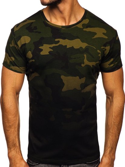 Herr Camo T-shirt med tryck Kaki Bolf S808