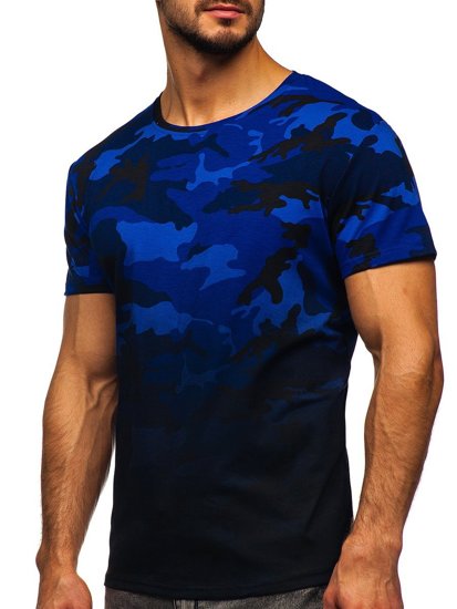 Herr Camo T-shirt med tryck Marinblå Bolf S808