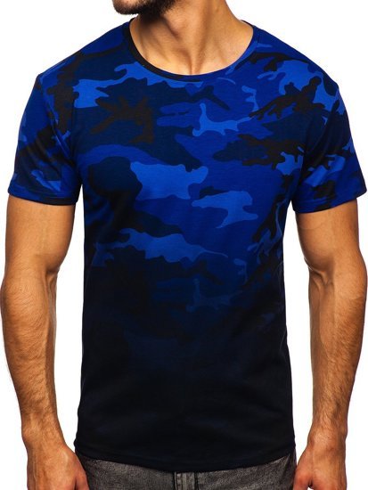 Herr Camo T-shirt med tryck Marinblå Bolf S808