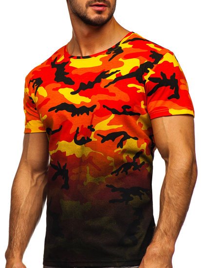 Herr Camo T-shirt med tryck Orange Bolf S808