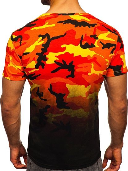 Herr Camo T-shirt med tryck Orange Bolf S808