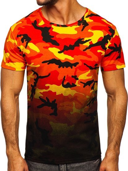 Herr Camo T-shirt med tryck Orange Bolf S808