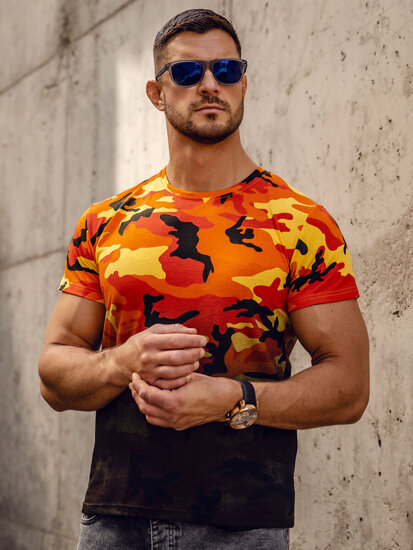 Herr Camo T-shirt med tryck Orange Bolf S808A1