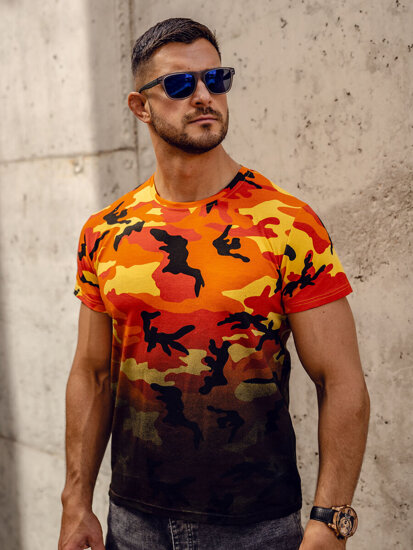 Herr Camo T-shirt med tryck Orange Bolf S808A1