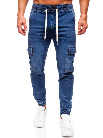 Herr Cargo-joggers i jeans Marinblå Bolf 8117