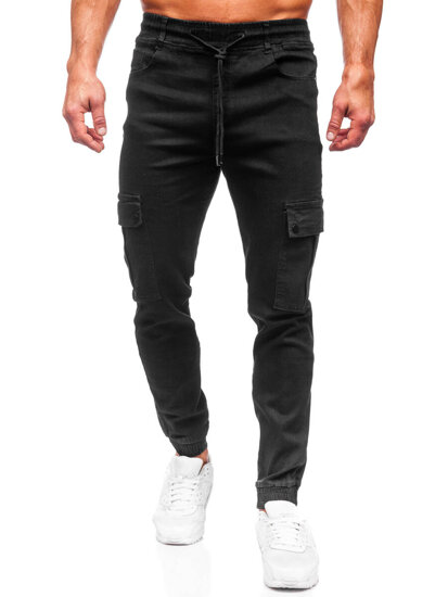 Herr Cargo-joggers i jeans Svart Bolf 8127