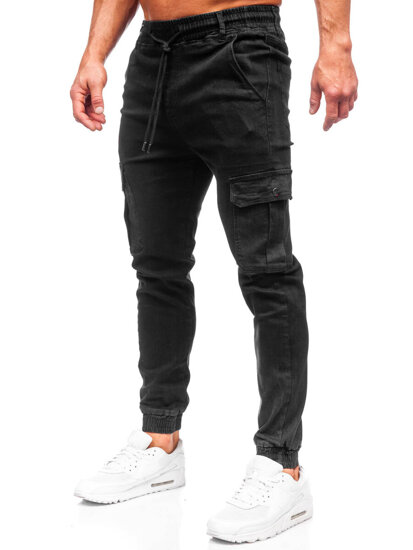 Herr Cargo-joggers i jeans Svart Bolf 8128