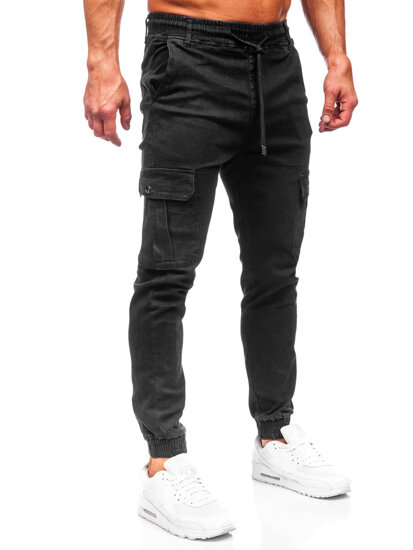 Herr Cargo-joggers i jeans Svart Bolf 8128