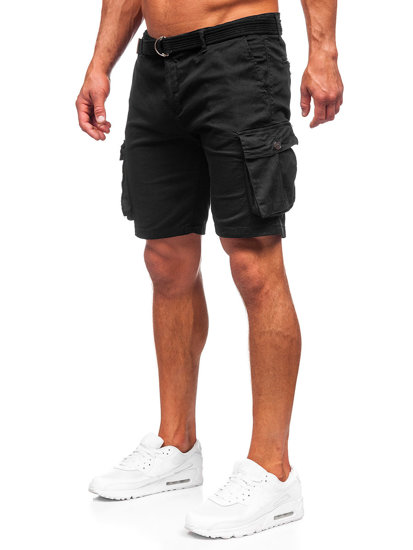 Herr Cargo-shorts med bälte Svart Bolf 010