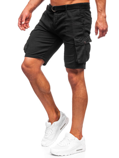 Herr Cargo-shorts med bälte Svart Bolf 010