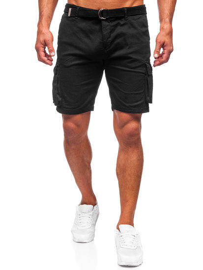 Herr Cargoshorts med bälte Svart Bolf 010