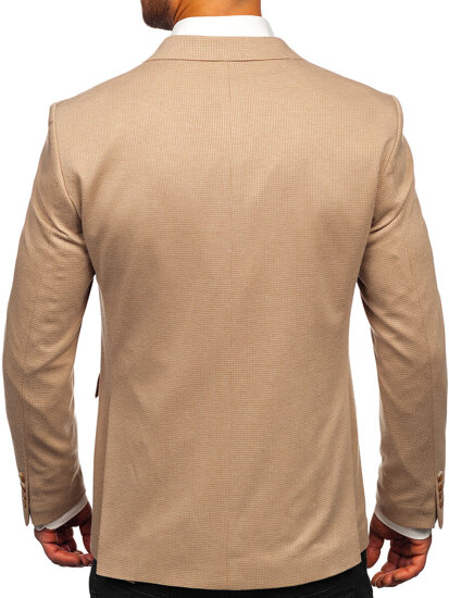 Herr Dubbelbröstad Casual Kavaj Beige Bolf 001