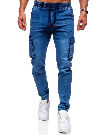 Herr Jeans-Cargojoggers Marinblå Bolf HY893