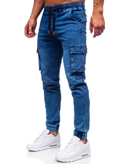 Herr Jeans-Cargojoggers Marinblå Bolf HY893