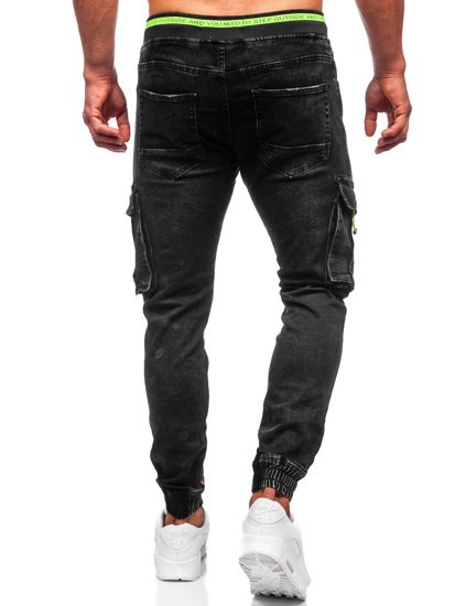 Herr Jeans-Cargojoggers Svart Bolf KA9581