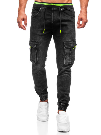 Herr Jeans-Cargojoggers Svart Bolf KA9581