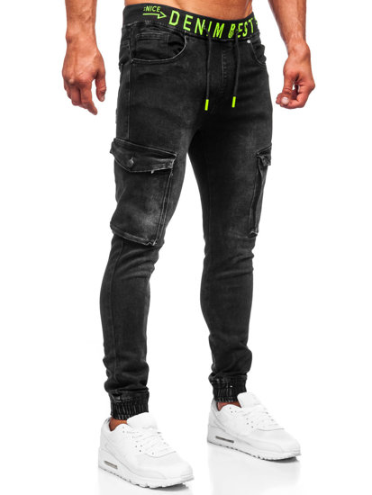 Herr Jeans-Cargojoggers Svart Bolf KA9582