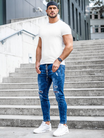 Herr Jeans Regular Fit Marinblå Bolf TF092