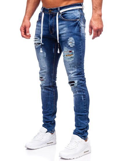 Herr Jeans Slim Fit Marinblå Bolf E7789