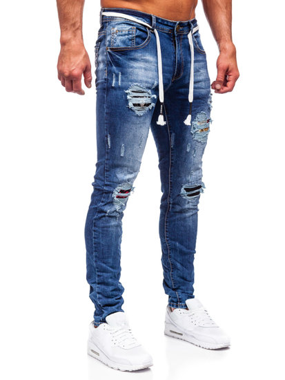 Herr Jeans Slim Fit Marinblå Bolf E7789