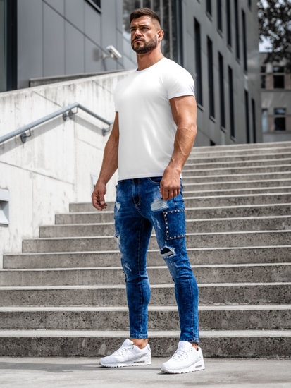 Herr Jeans Slim Fit Marinblå Bolf TF249