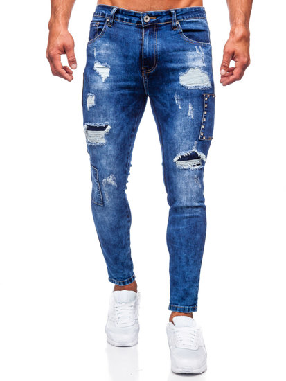 Herr Jeans Slim Fit Marinblå Bolf TF249