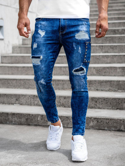 Herr Jeans Slim Fit Marinblå Bolf TF249