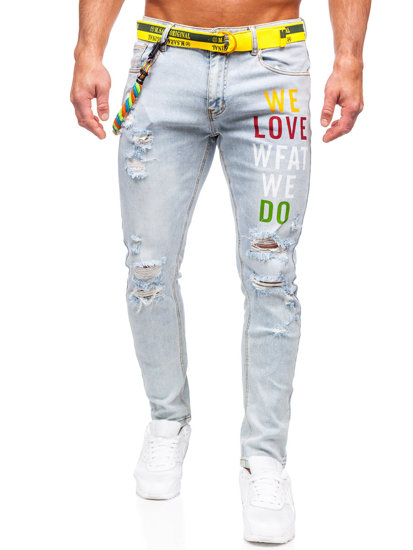 Herr Jeans Slim Fit med bälte Blå Bolf KX1151