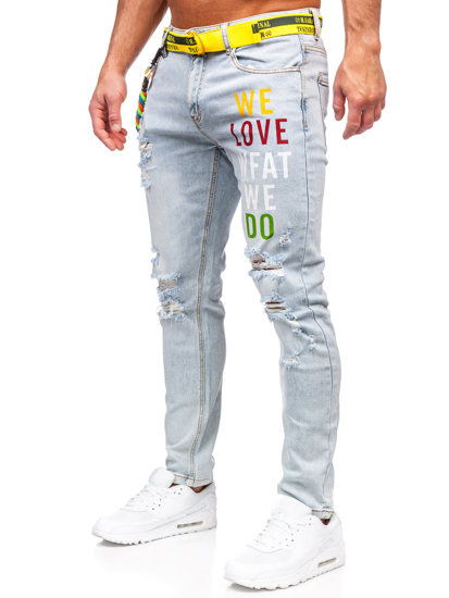 Herr Jeans Slim Fit med bälte Blå Bolf KX1151