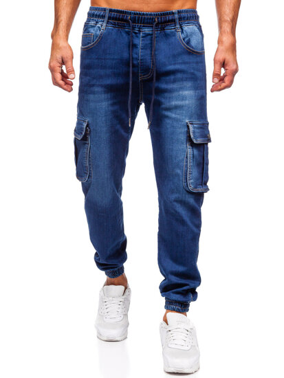 Herr Jeans cargo-joggers Marinblå Bolf 8166