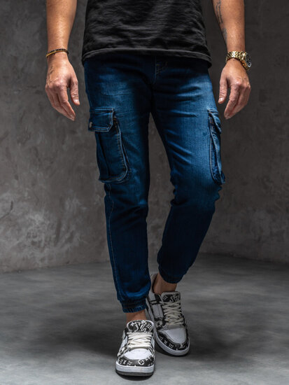 Herr Jeans cargo-joggers Marinblå Bolf 8166A1