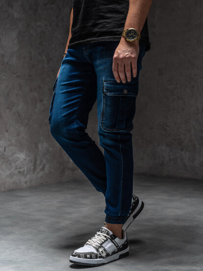 Herr Jeans cargo-joggers Marinblå Bolf 8166A1