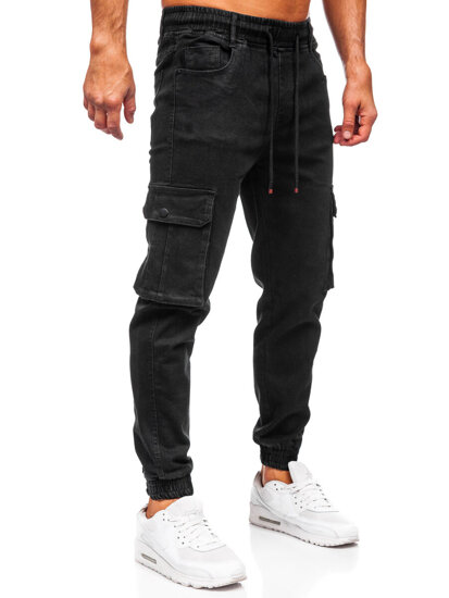 Herr Jeans cargo-joggers Svart Bolf 8165