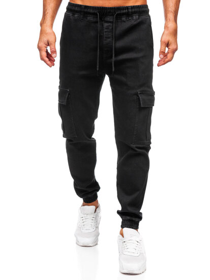 Herr Jeans cargo-joggers Svart Bolf 8170