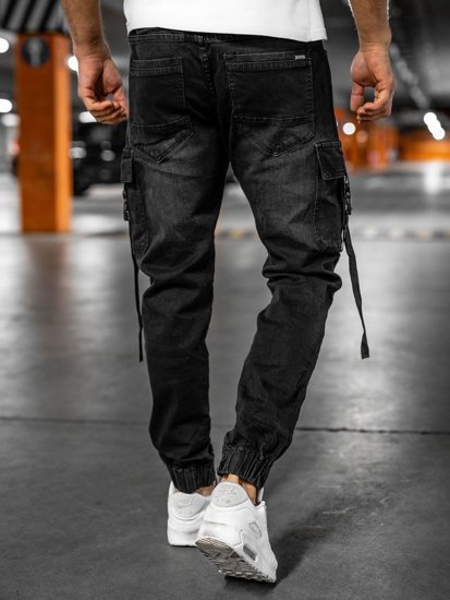 Herr Jeans cargo-joggers Svart Bolf 8871