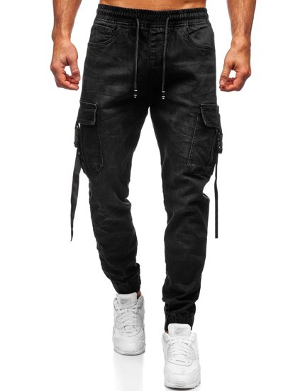 Herr Jeans cargo-joggers Svart Bolf 8871