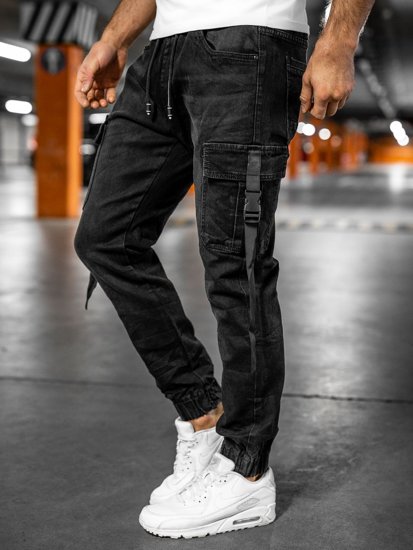 Herr Jeans cargo-joggers Svart Bolf 8871