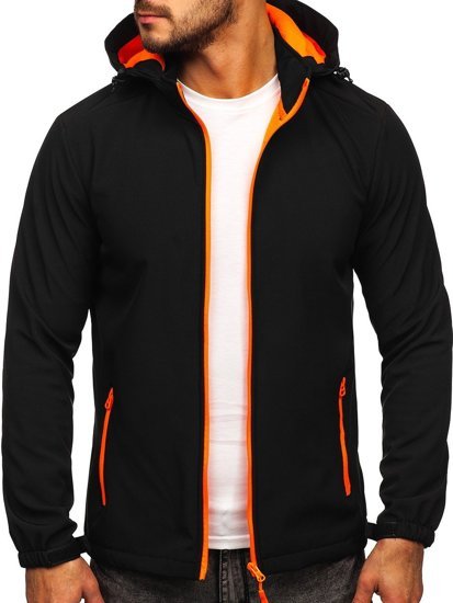 Herr Lättviktsjacka i Softshell Svart-Orange Bolf HH017