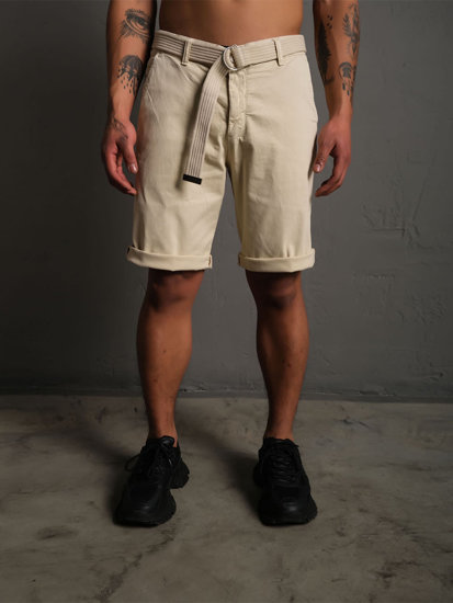 Herr Shorts med bälte Ecru Bolf 0010