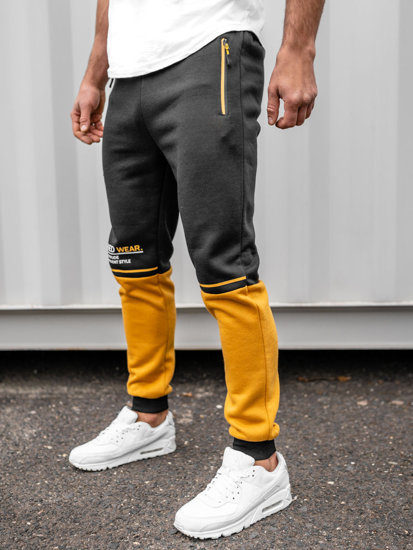 Herr Sweatpants med tryck Svart Bolf AM85A