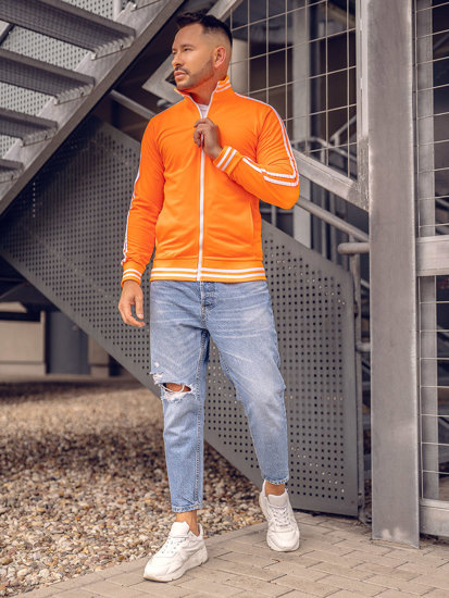 Herr Sweatshirt med ståkrage och dragkedja Retro Style Orange Bolf 11113A